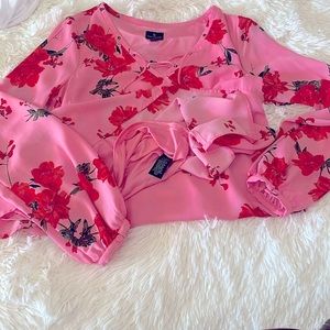 Worthington Floral Pink and Red Midi Dress. Size S.